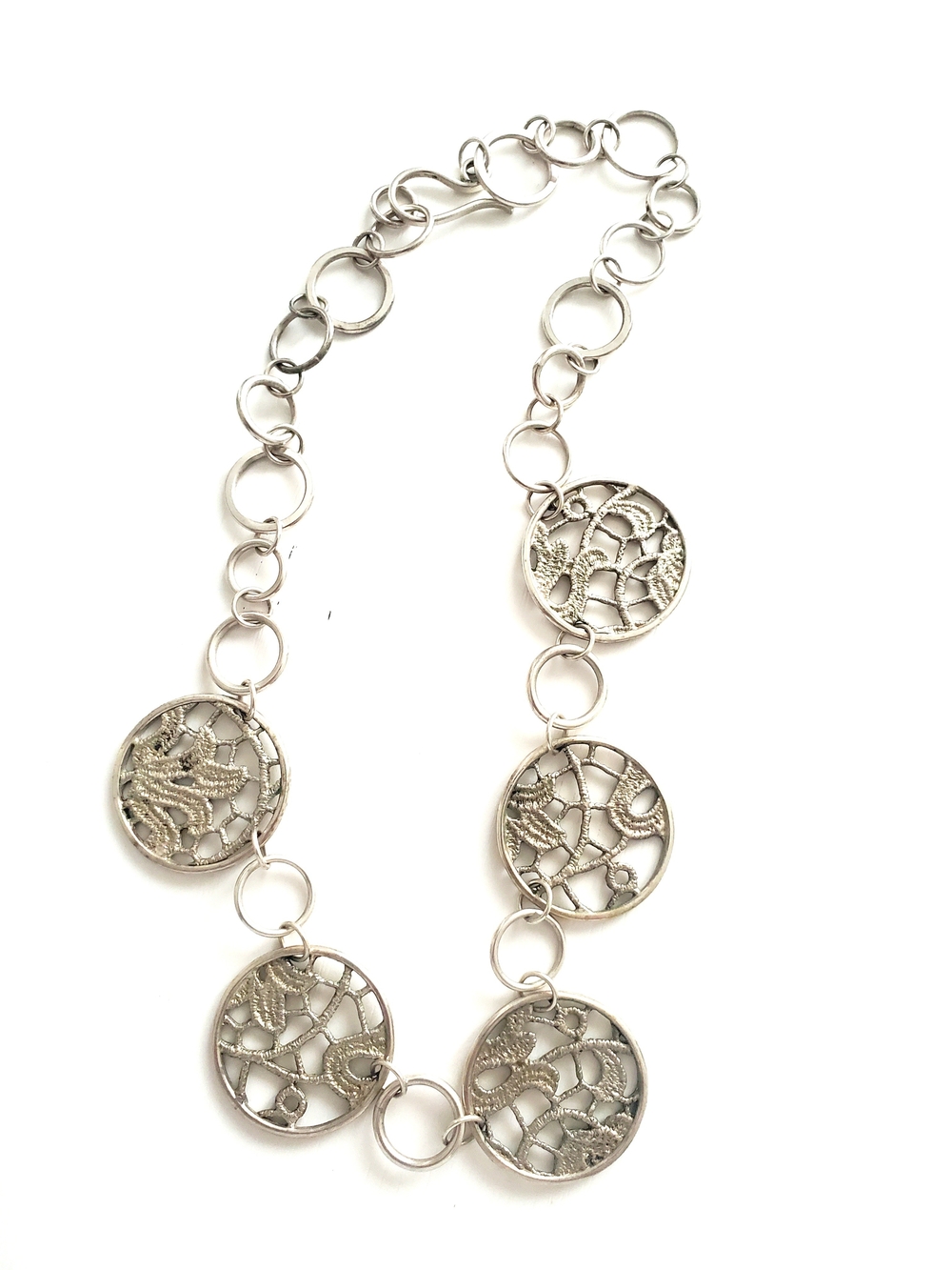 Silver Linked Filigree Circle Necklace - Women's Jewelry